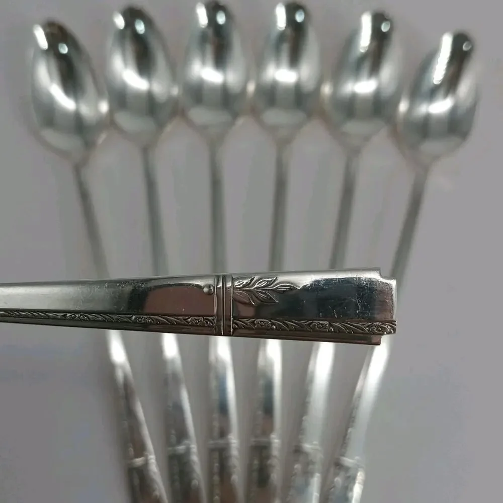 7X LH Tsp Oneida Prestige GRENOBLE Silverplate Long Handled Tea Malt Teaspoons